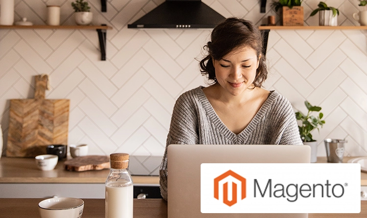 Woman Working on a Computer on Magento |