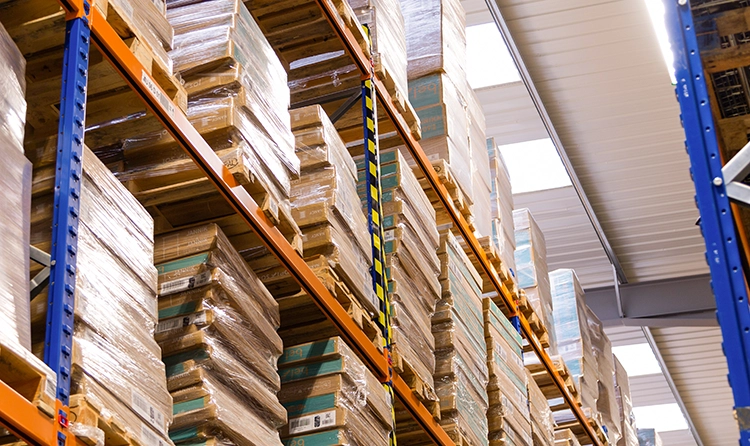 Palletes on shelves in a warehouse 1 |